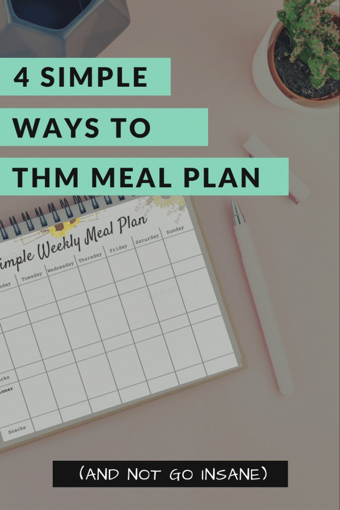 Trim Healthy Mama Meal plan with pen next to planner 