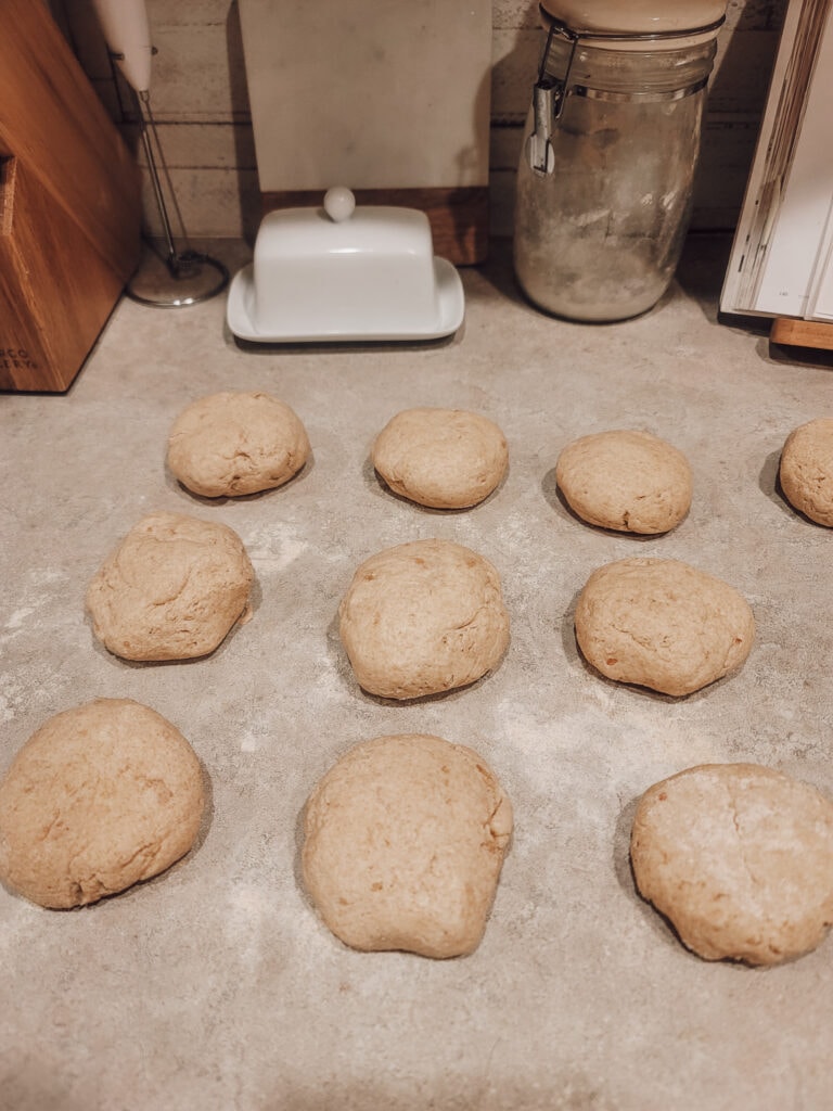 einkorn biscuits. Roll the dough into 12 balls