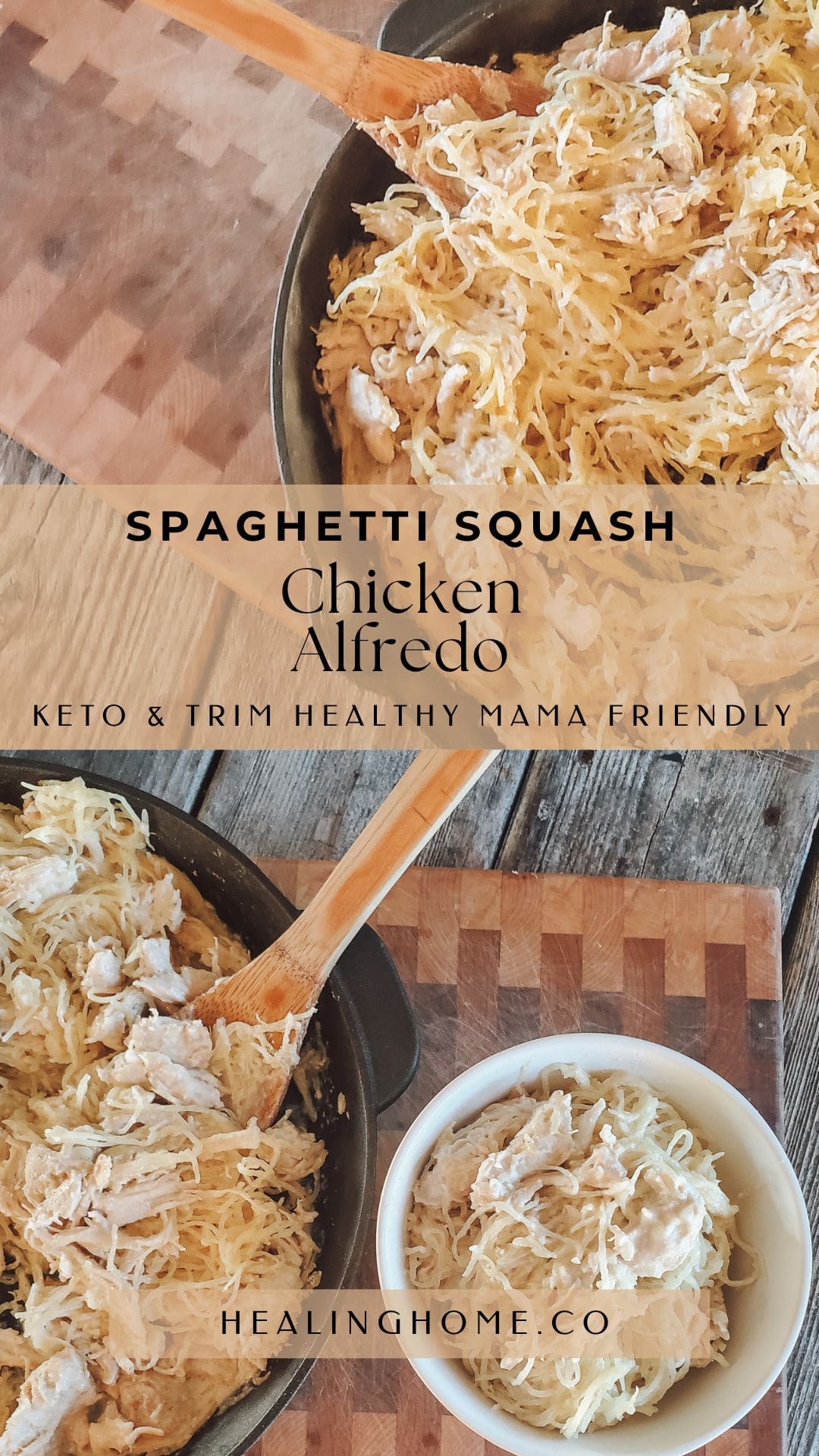 Spaghetti squash chicken alfredo