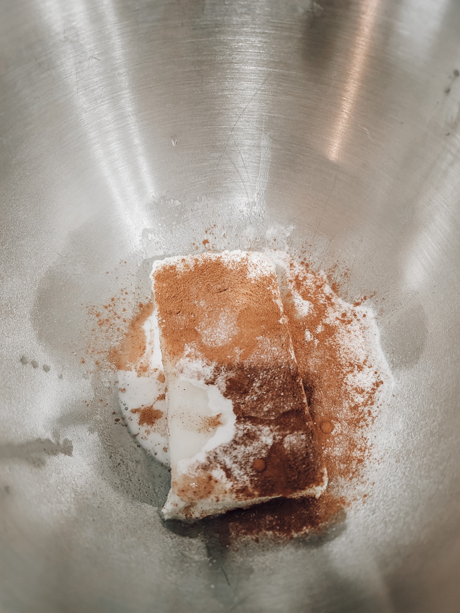 Einkorn Cinnamon Rolls. While the rolls bake, you can make the glaze. In a blender mix, the softened cream cheese, unsweetened almond milk, Gentle Sweet, and cinnamon together. 